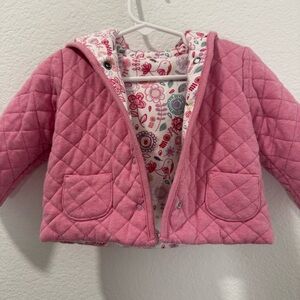 M&S Adorable Pink Quilted Reversible Baby Girl Jacket Coat - Size 3-6 Months
